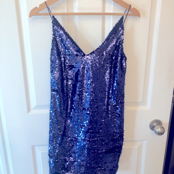 ASOS ocean blue sequinned occasion dress - Picture 2 of 7